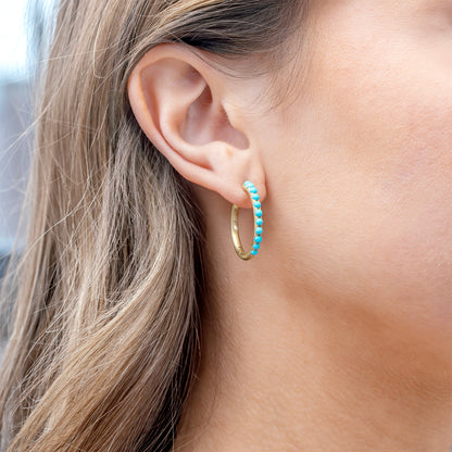 Irene Neuwirth 'Gumball' 20mm Huggie Earrings set with Turquoise