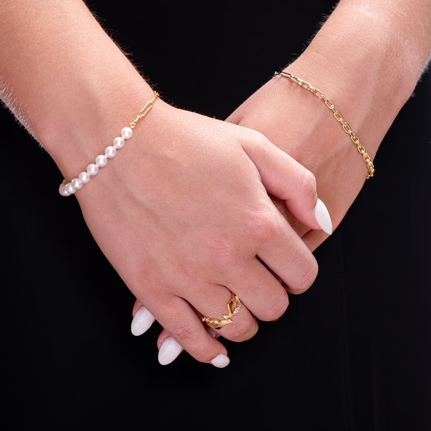 MIlamore Classic Pearl Duo Chain Bracelet