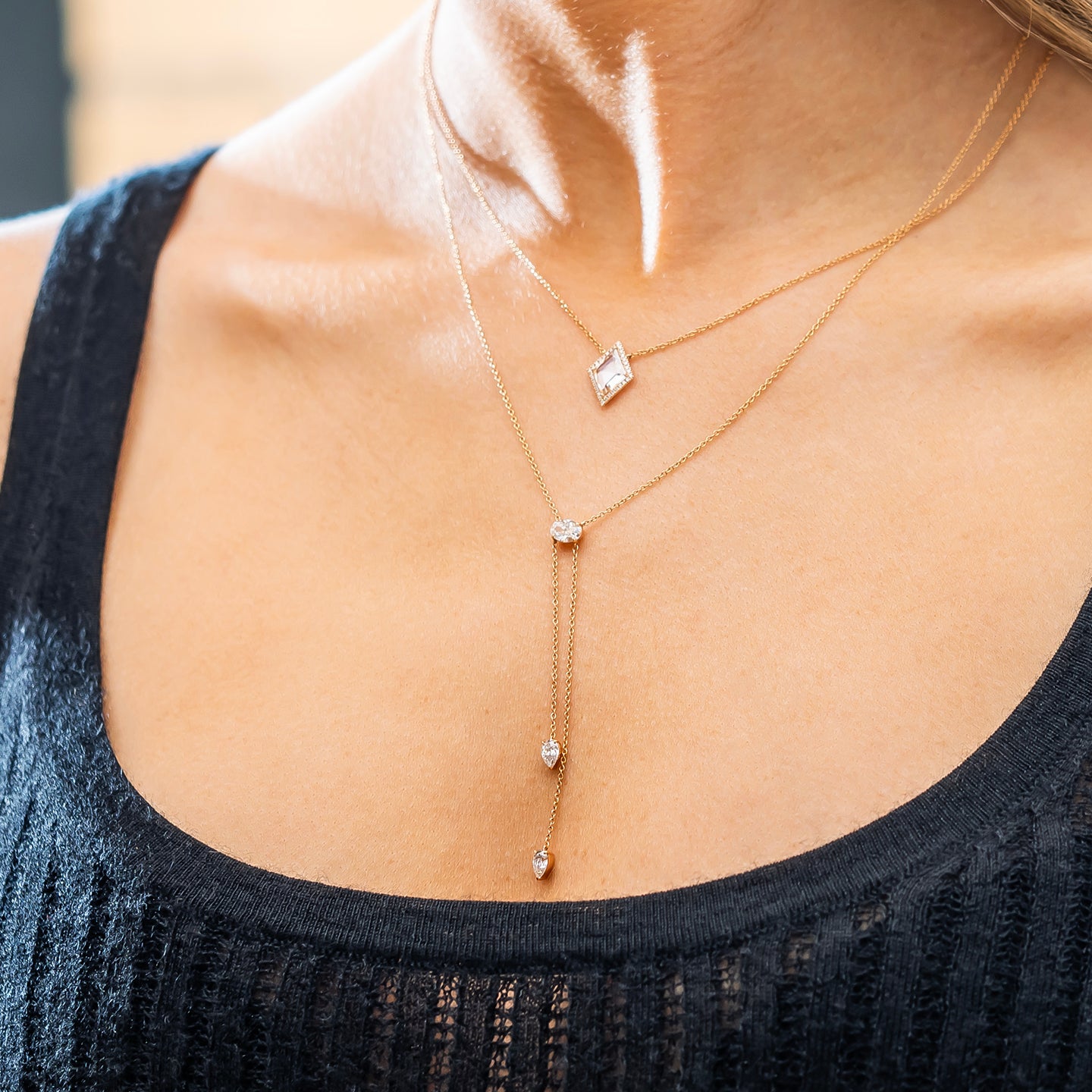 Eva Fehren Pave Prism Diamond Pendant Necklace