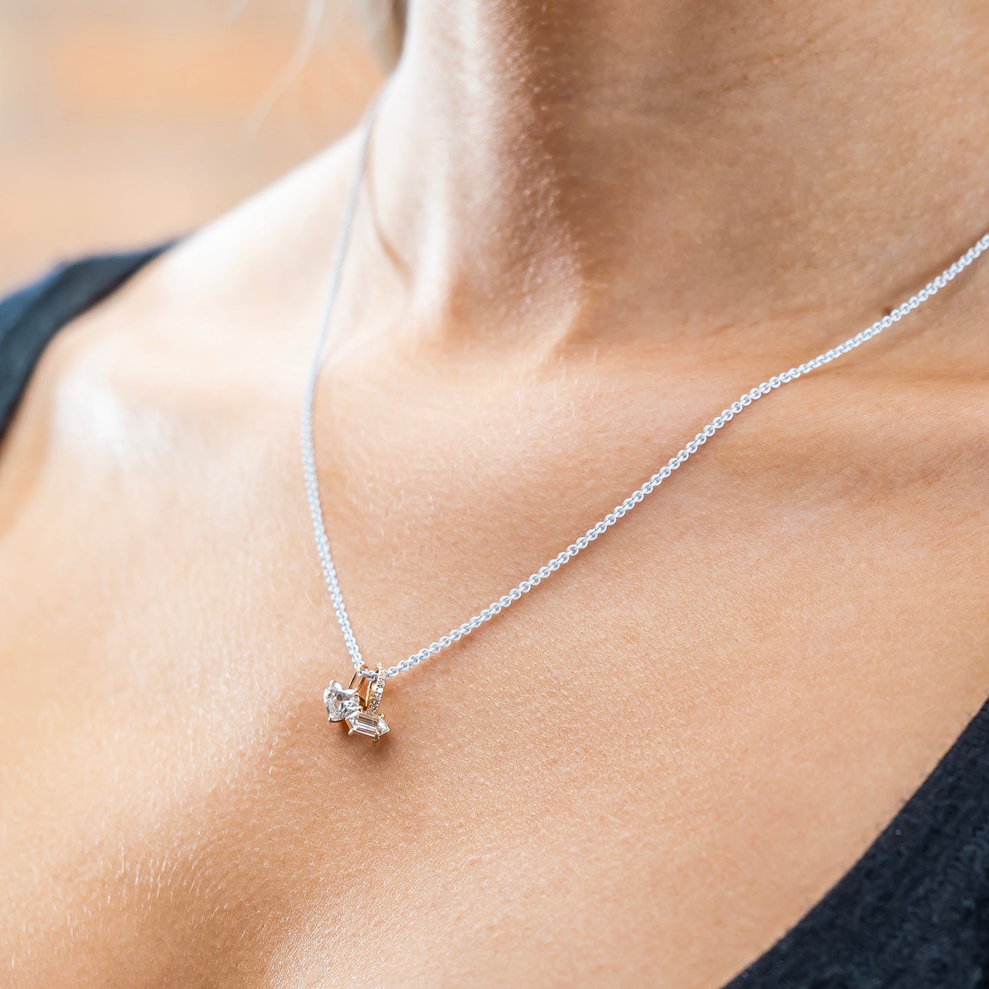 Eva Fehren Mini Geo Diamond Heart Charm