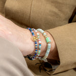 Luis Morais Small Gold Lego Cube on Gemstone Beaded Bracelet