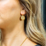 Caroline Ellen Large Pave Cognac Diamond Disk Earring