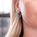 Irene Neuwirth Medium Studded Gumball Turquoise Hoops