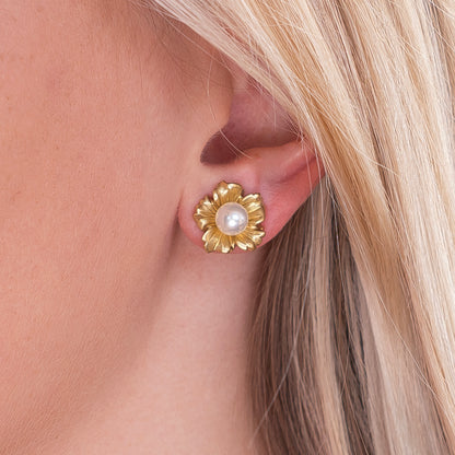 Irene Neuwirth 'Tropical Flower' Golden Blossom Pearl Earrings