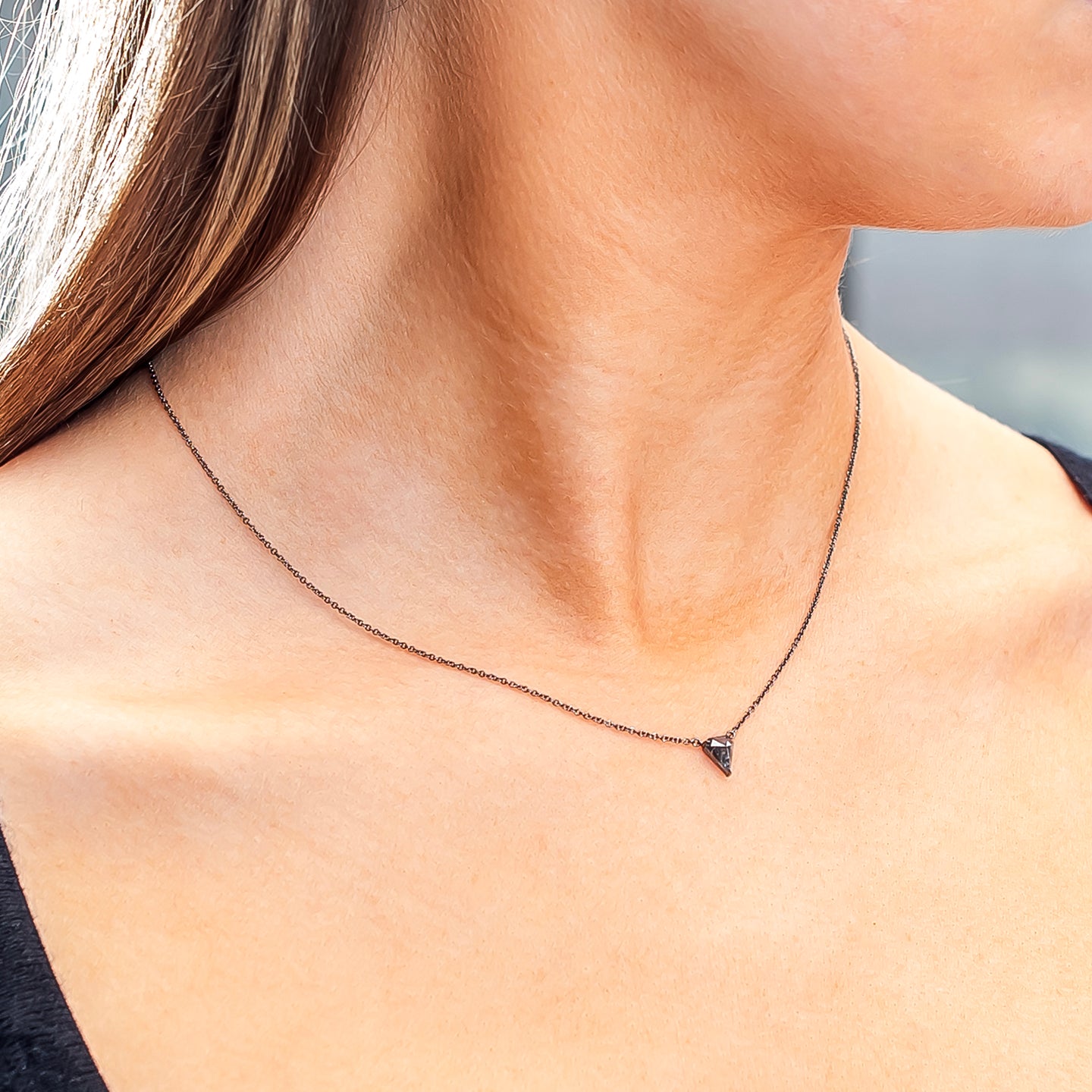 Eva Fehren Offset Grey Diamond Necklace