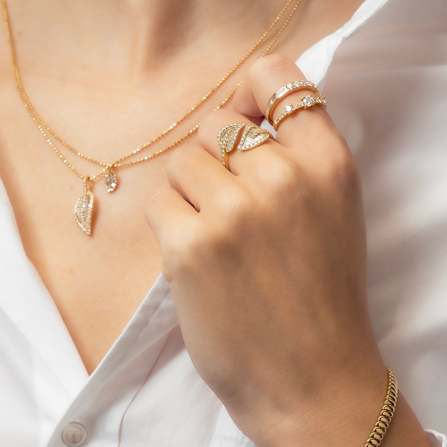 Anita Ko Small Palm Leaf Diamond Necklace