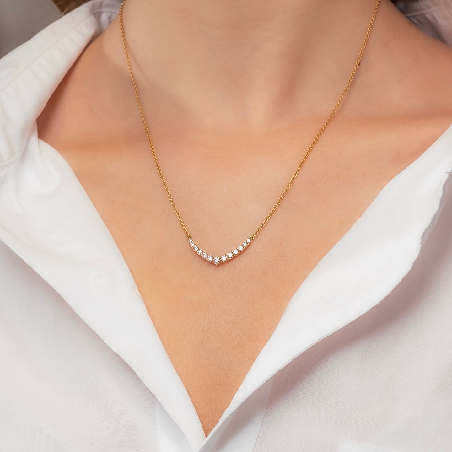 Anita Ko Diamond Curved V Pendant