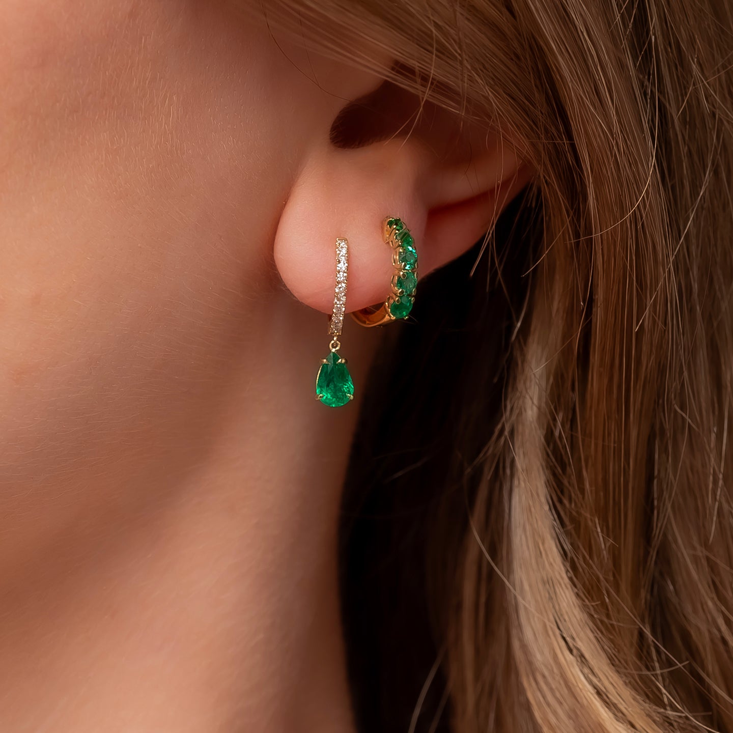 Anita Ko Emerald Huggie Earrings
