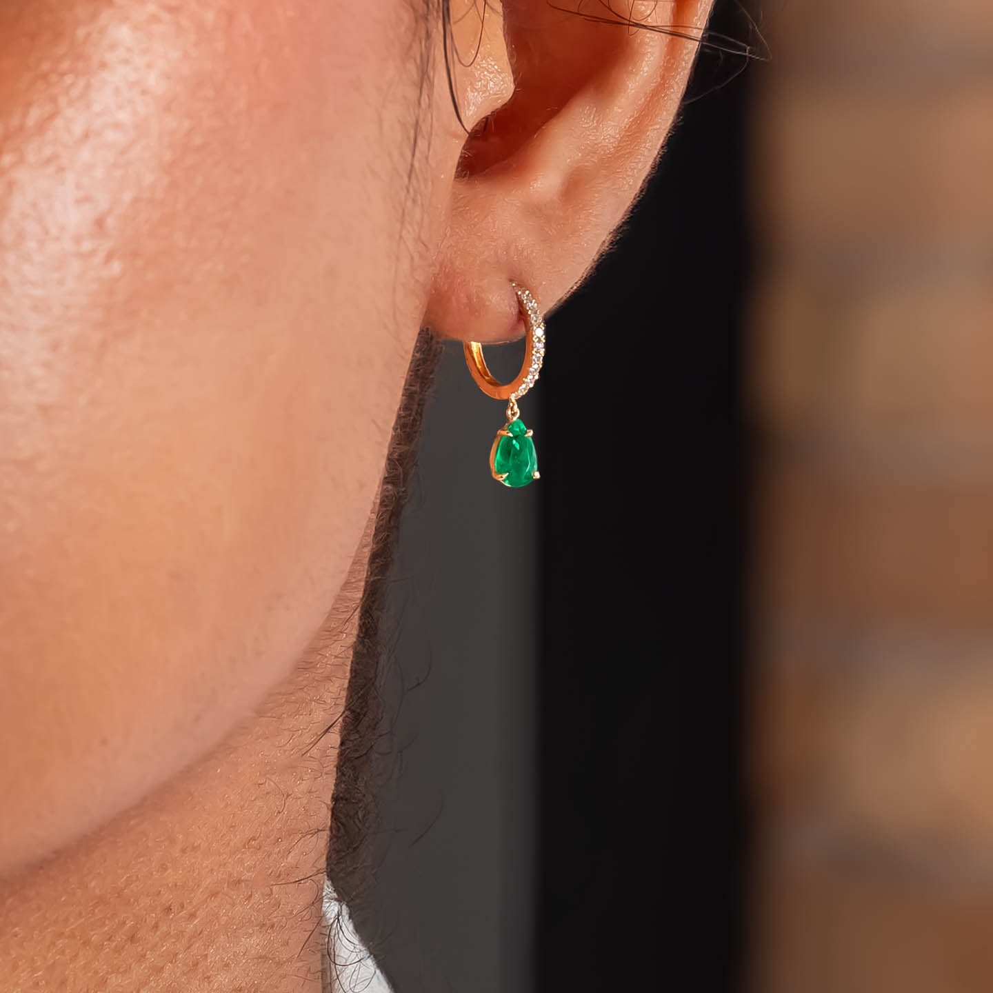 Anita Ko Emerald Drop Huggie Earring