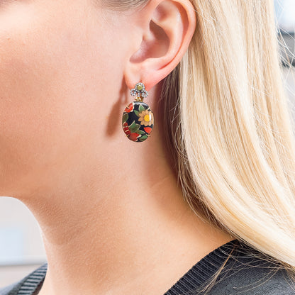 Silvia Furmanovich Black Marquetry Floral Earrings