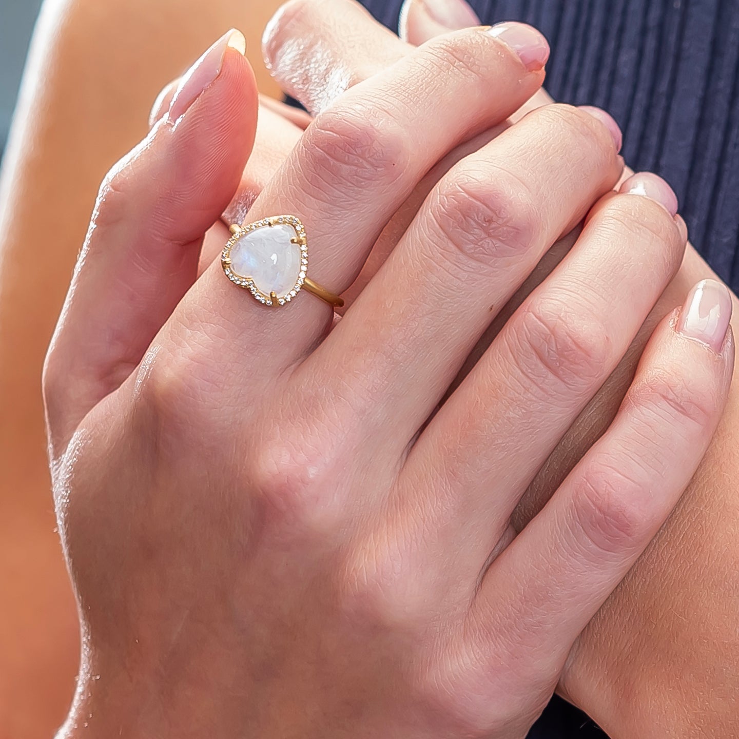 Irene Neuwirth 'Love' Rainbow Moonstone Heart Ring