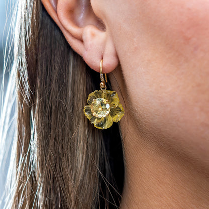 Irene Neuwirth 'Tropical Flower' One-of-a-Kind Carved Beryl & Tourmaline Earrings
