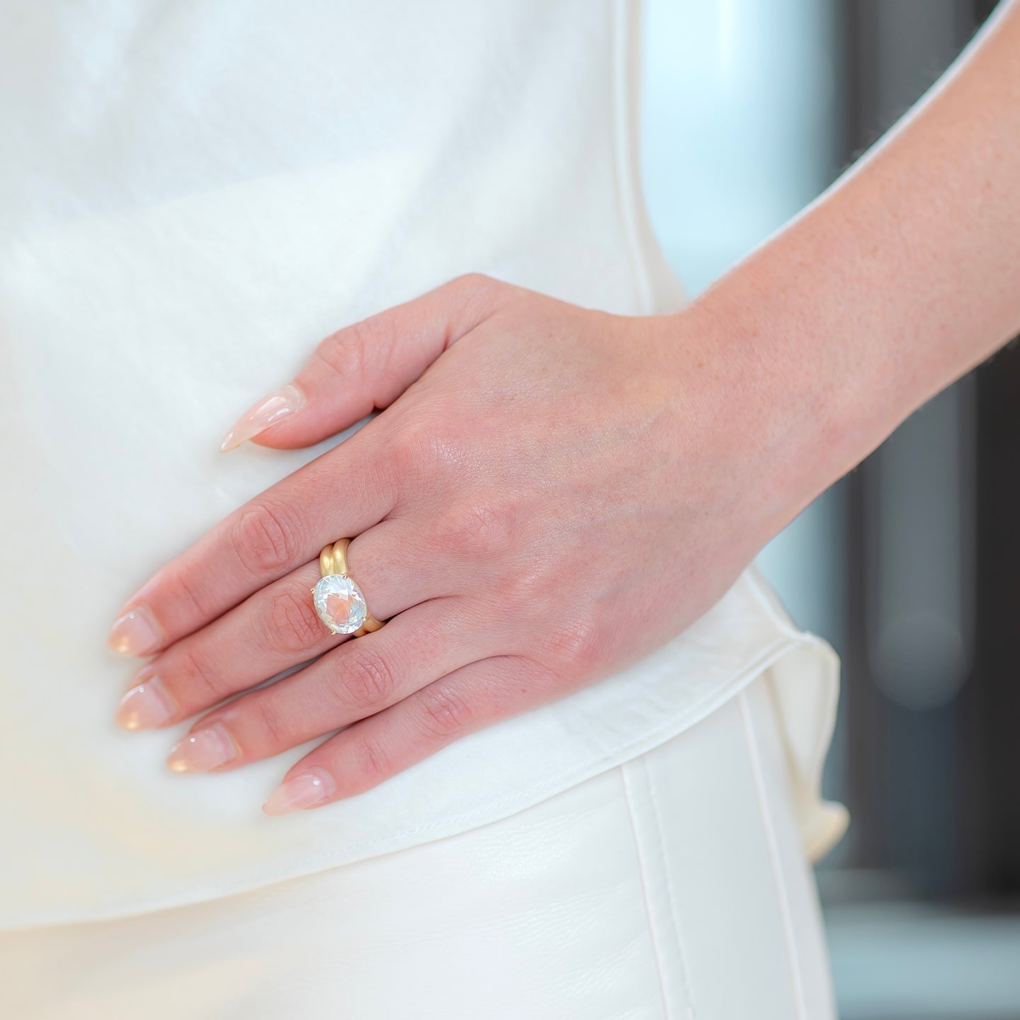 Irene Neuwirth 'Heroic' One-of-a-Kind Rainbow Moonstone Double Band Ring