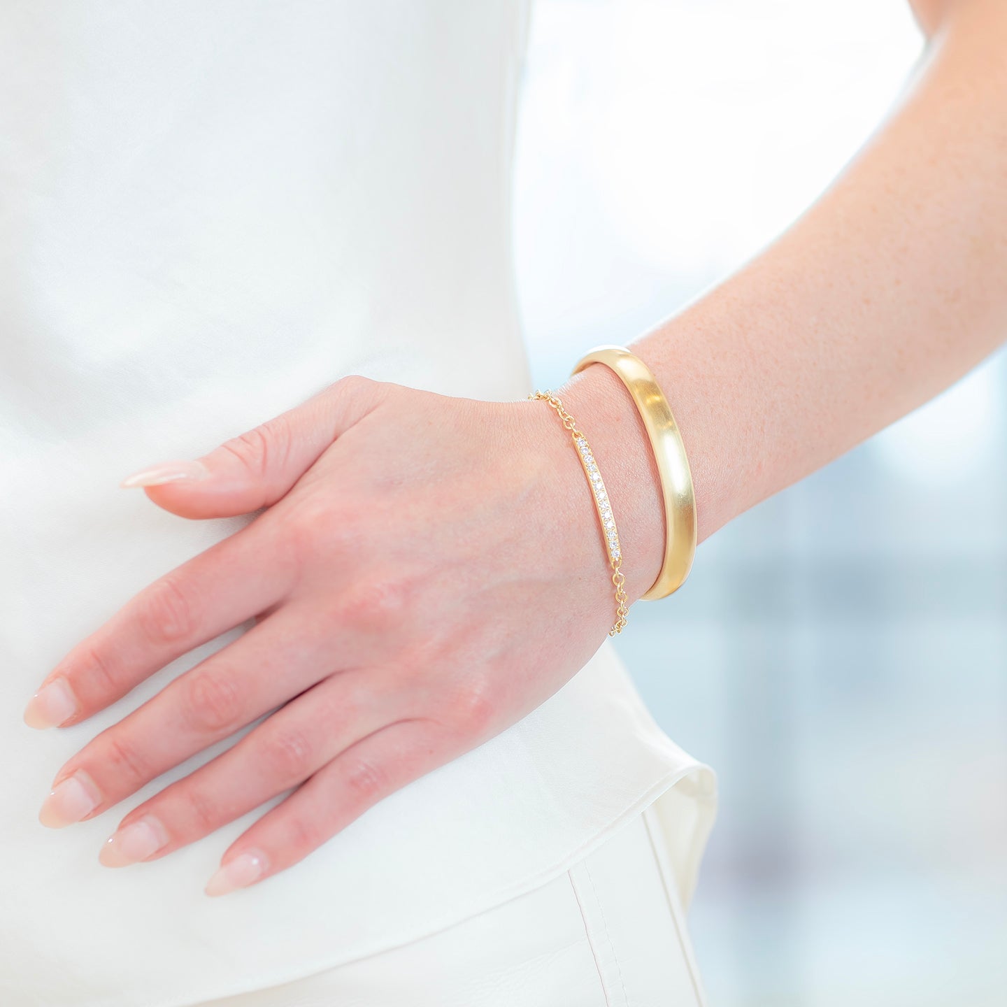Caroline Ellen Bar Bracelet with Pave Diamonds