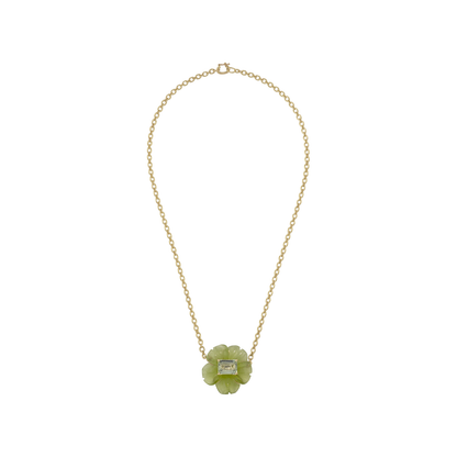 Irene Neuwirth Tropical Flower One-of-a-Kind Carved Peridot and Green Tourmaline Necklace