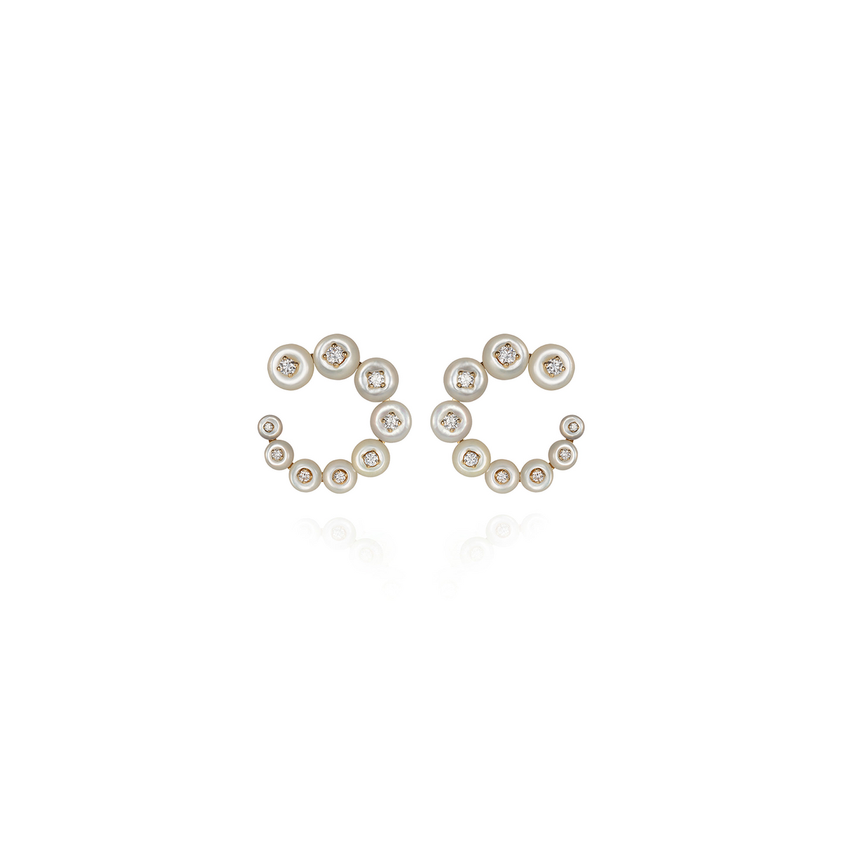 Fernando Jorge 'Surround" Small Circle Earrings set with Mother of Pearl