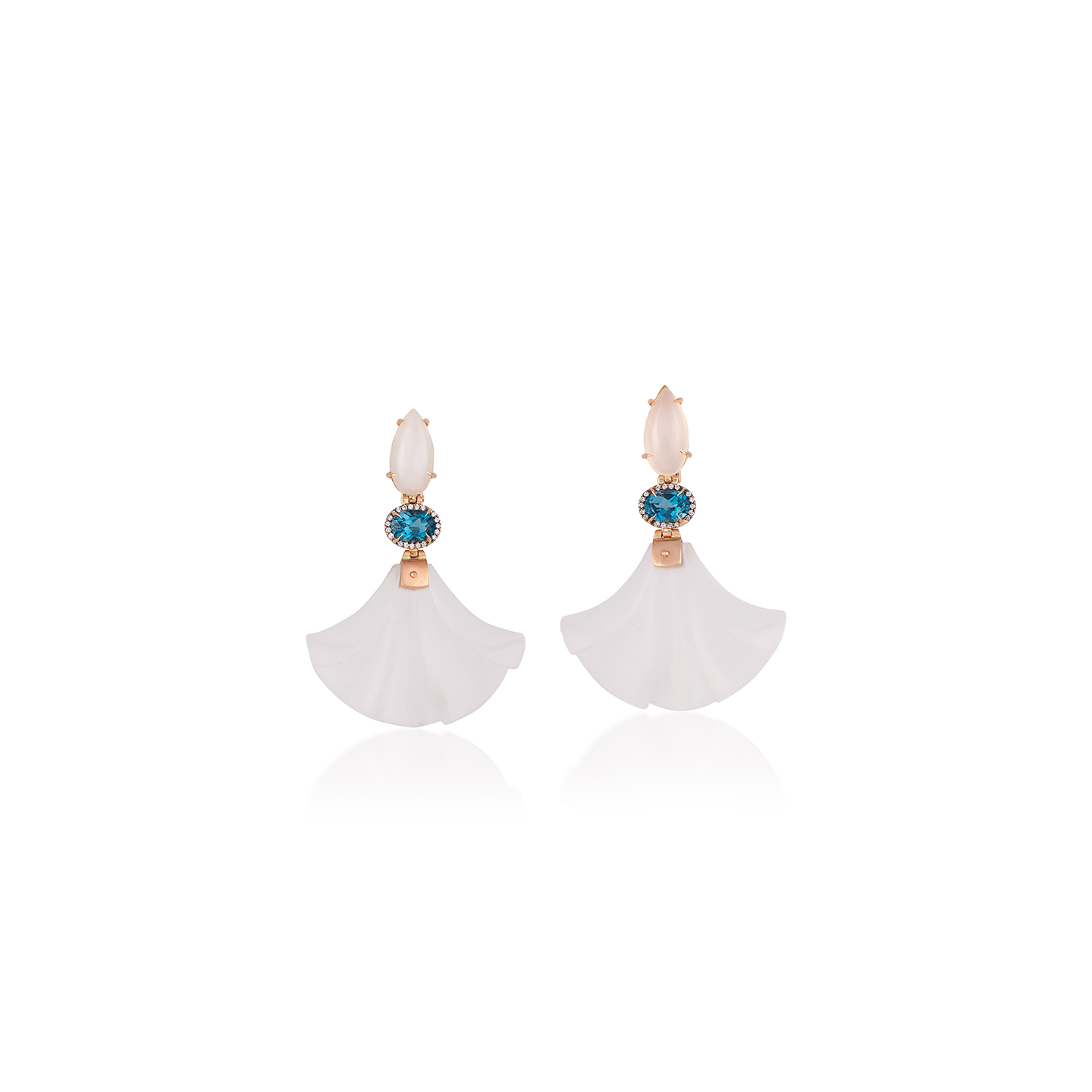 Silvia Furmanovich Rock Crystal Earrings with Diamonds, Topaz, and Moonstone
