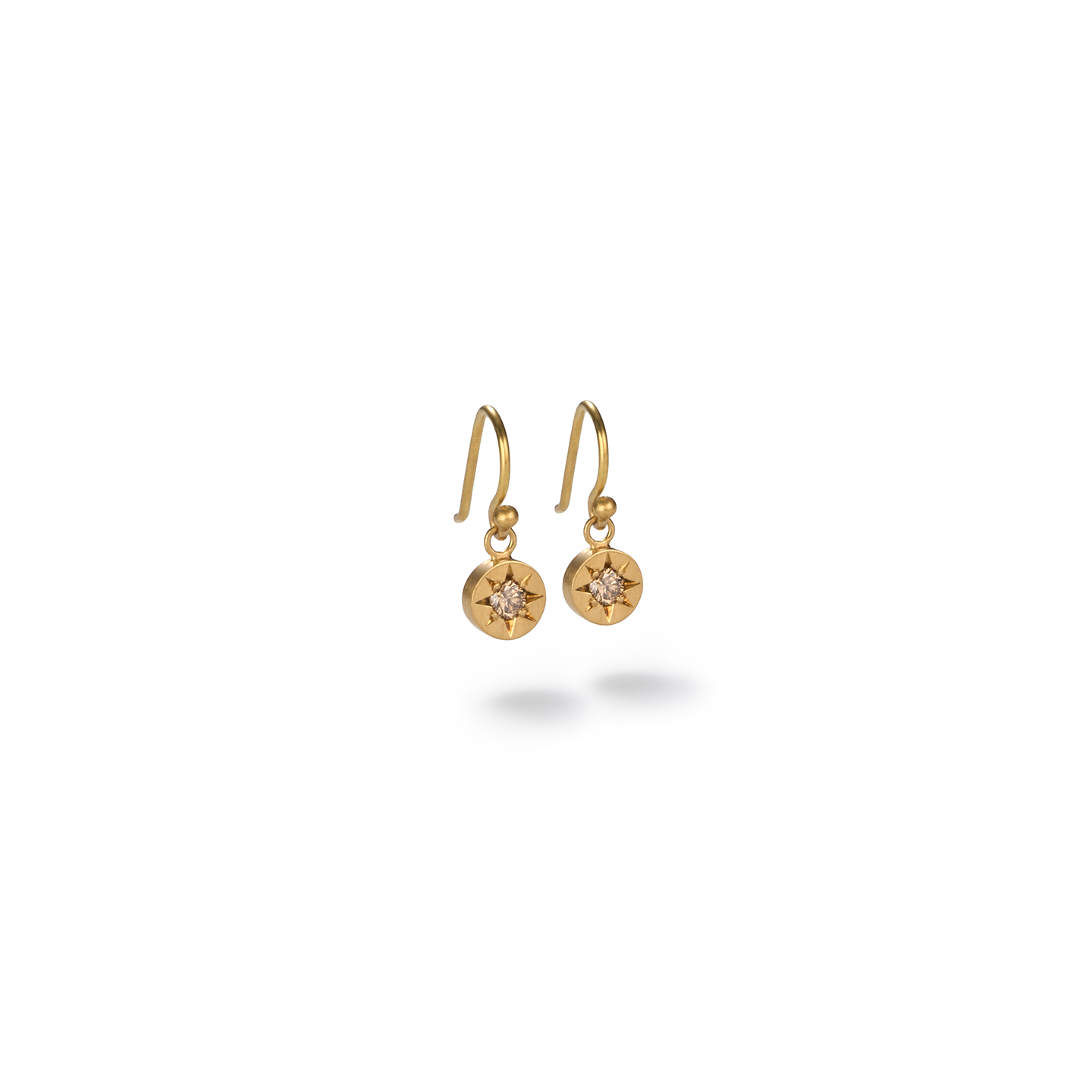 Caroline Ellen Star Set Cognac Diamond Dangle Earrings