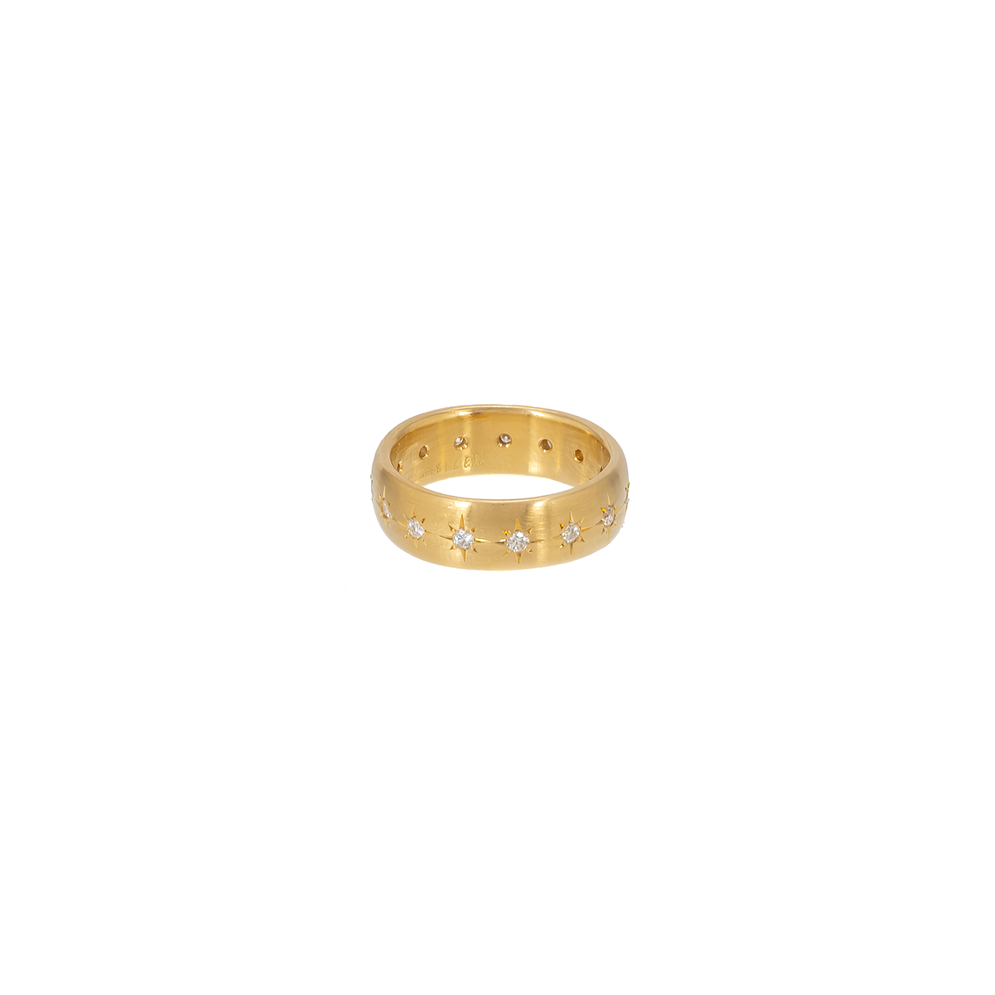 Caroline Ellen Low Dome Wide Band with Star Set Diamonds