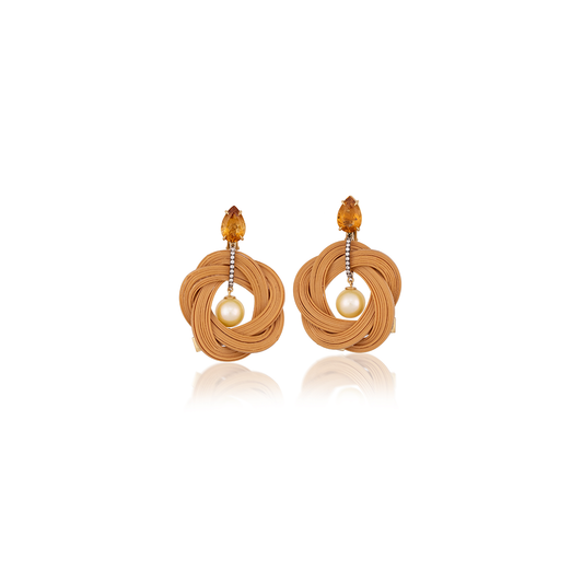 Silvia Furmanovich Bamboo Earrings with Diamond, Citrine, and Pearl