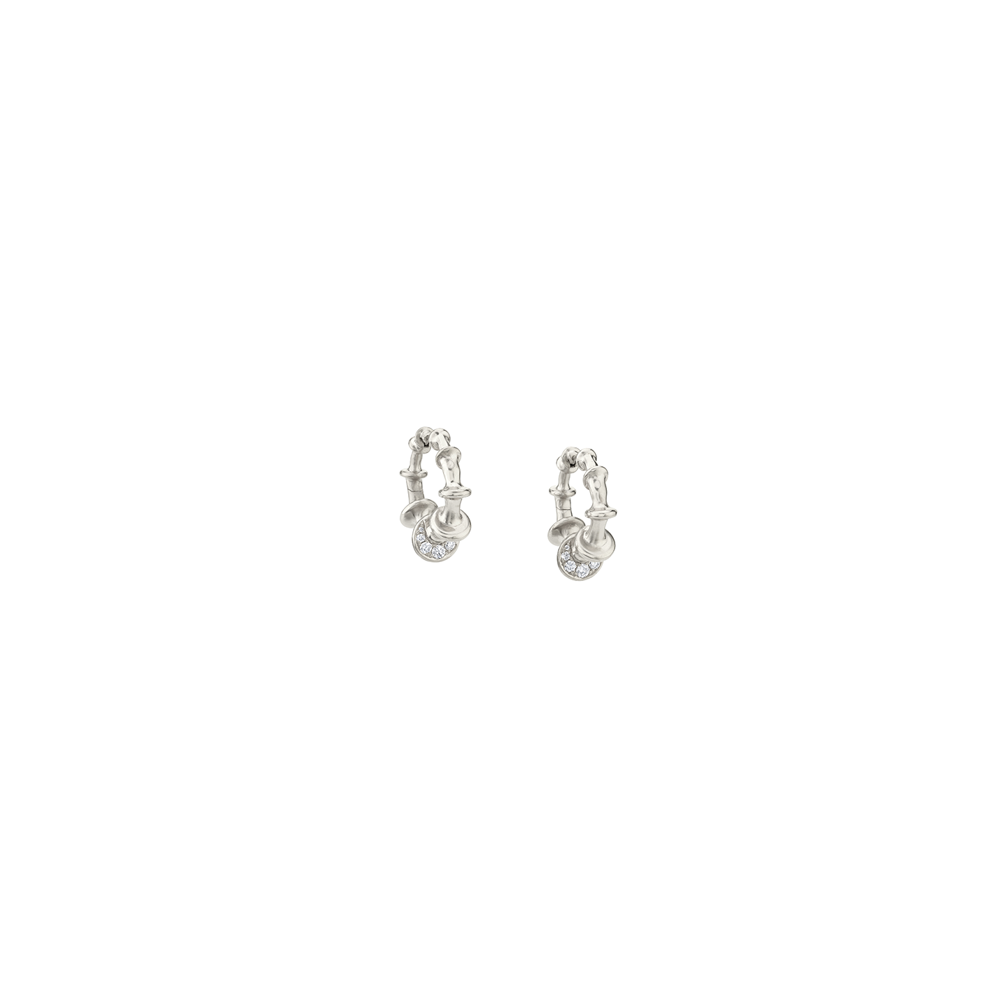 VRAM Chrona Mini White Gold Diamond Hoops