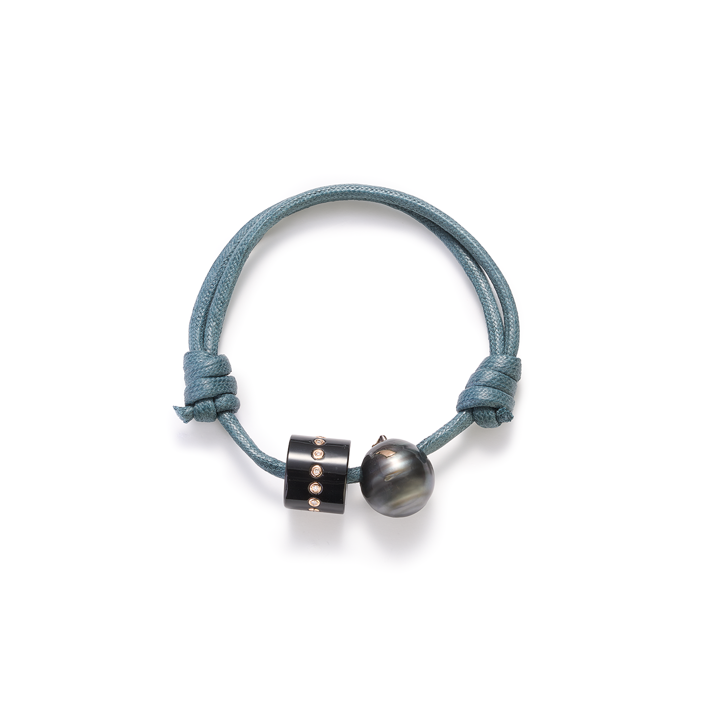 Dezso Cord Bracelet with Carved Onyx Bead and Grey Pearl