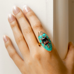 Bibi Van Der Velden Scarab Turquoise Ring with Watermelon Tourmaline