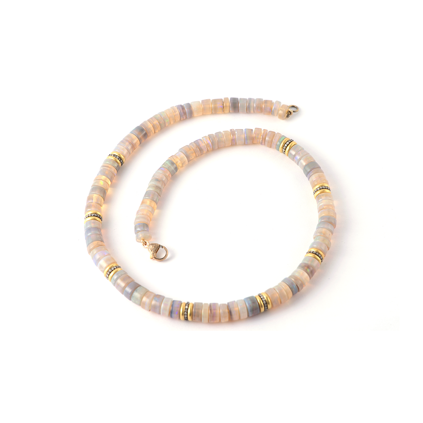 Sylva & Cie Opal and Diamond Rondelle Necklace