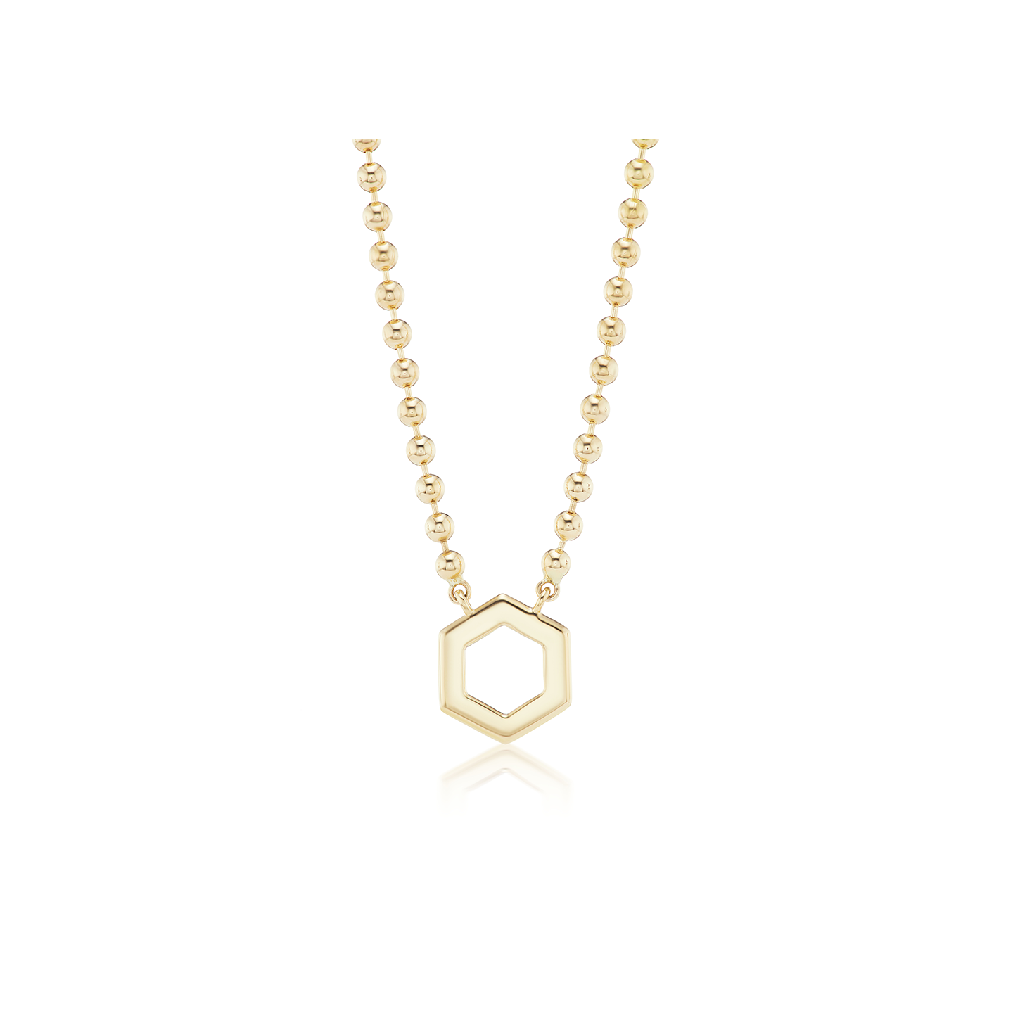 Harwell Godfrey Foundation 3mm Ball Chain Necklace with Gold Hexagon
