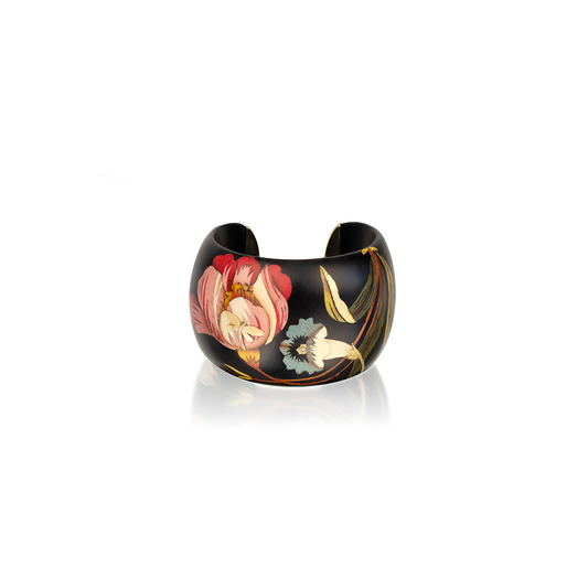Silvia Furmanovich Marquetry Cuff Bracelet with Camelia Pattern