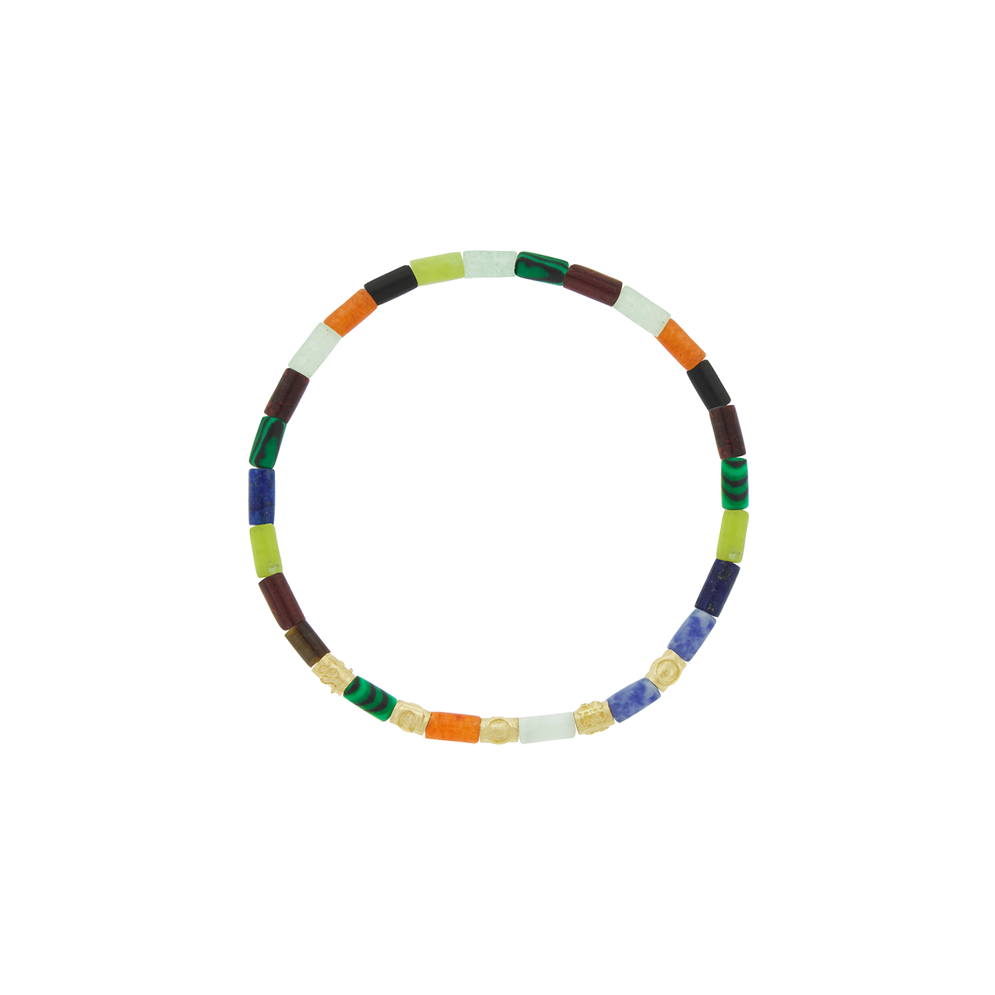 Luis Morais Gold Symbol Spacers on Gemstone Beaded Bracelet