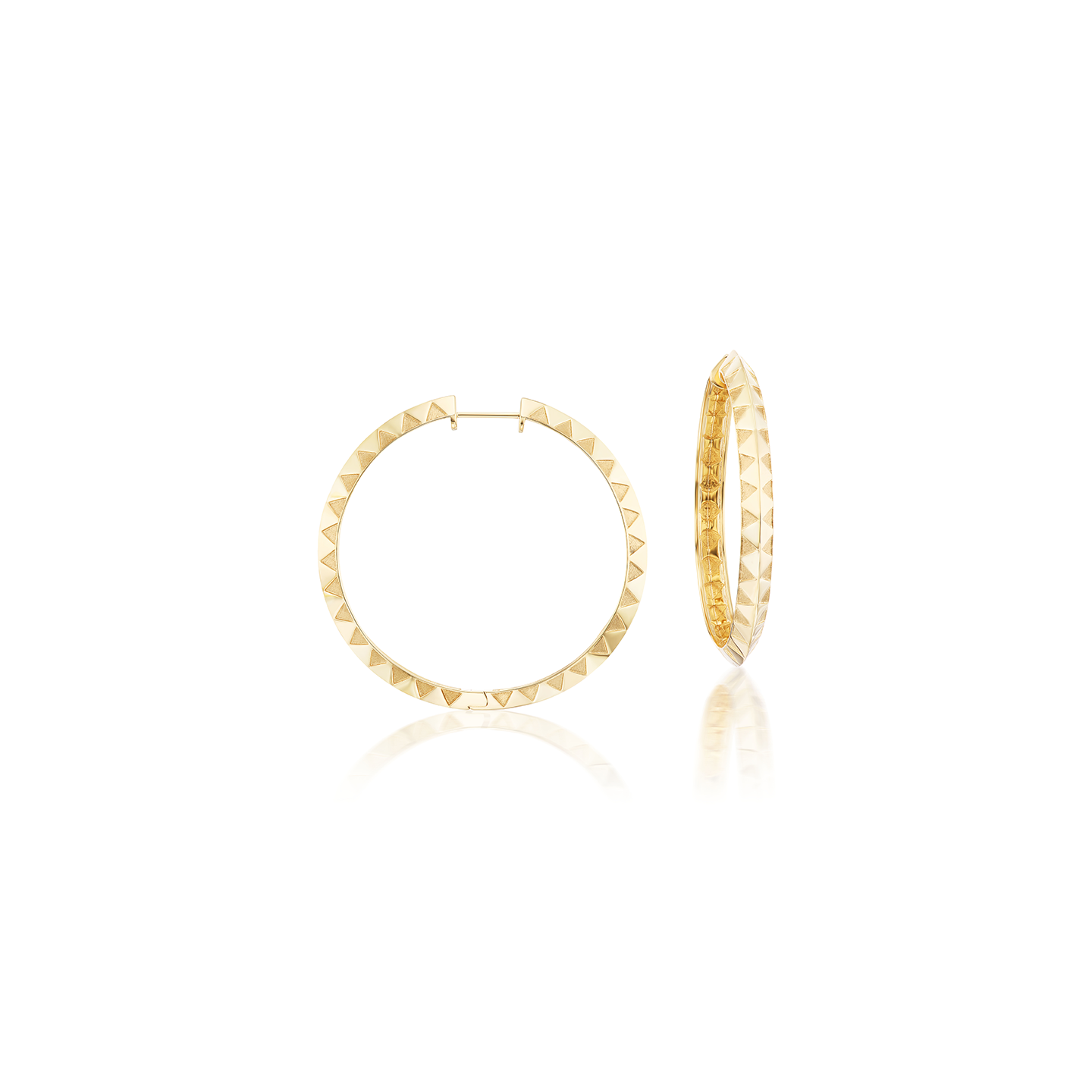 Harwell Godfrey Knife Edge Hoops in Textured Gold