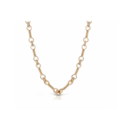 Nancy Newberg Gold Twist Bar Link Necklace with Diamonds
