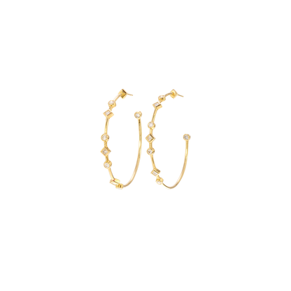 Nancy Newberg Diamond Dotted Large Hoops