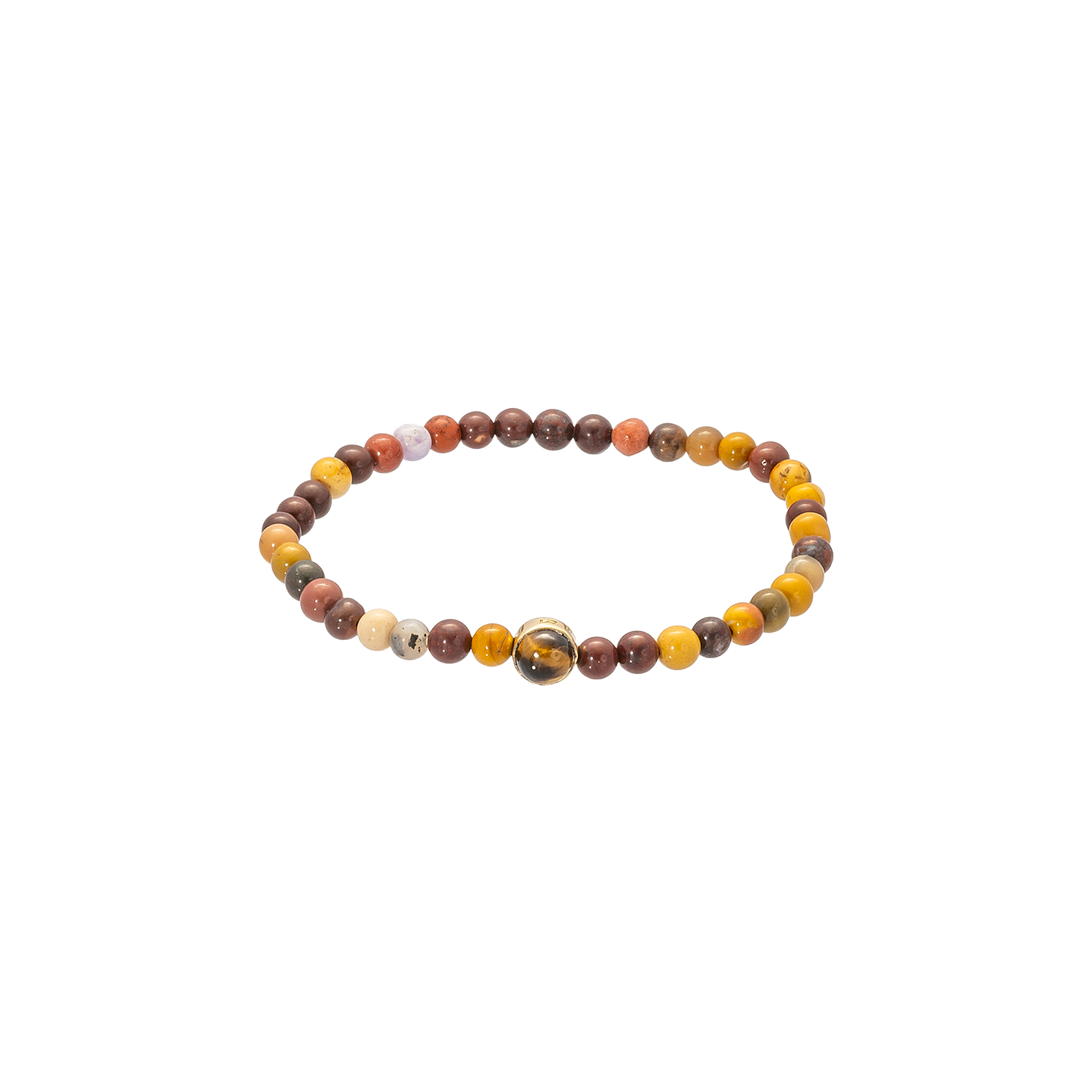 Luis Morais Gold Cabochon Collar on Gemstone Beaded Bracelet