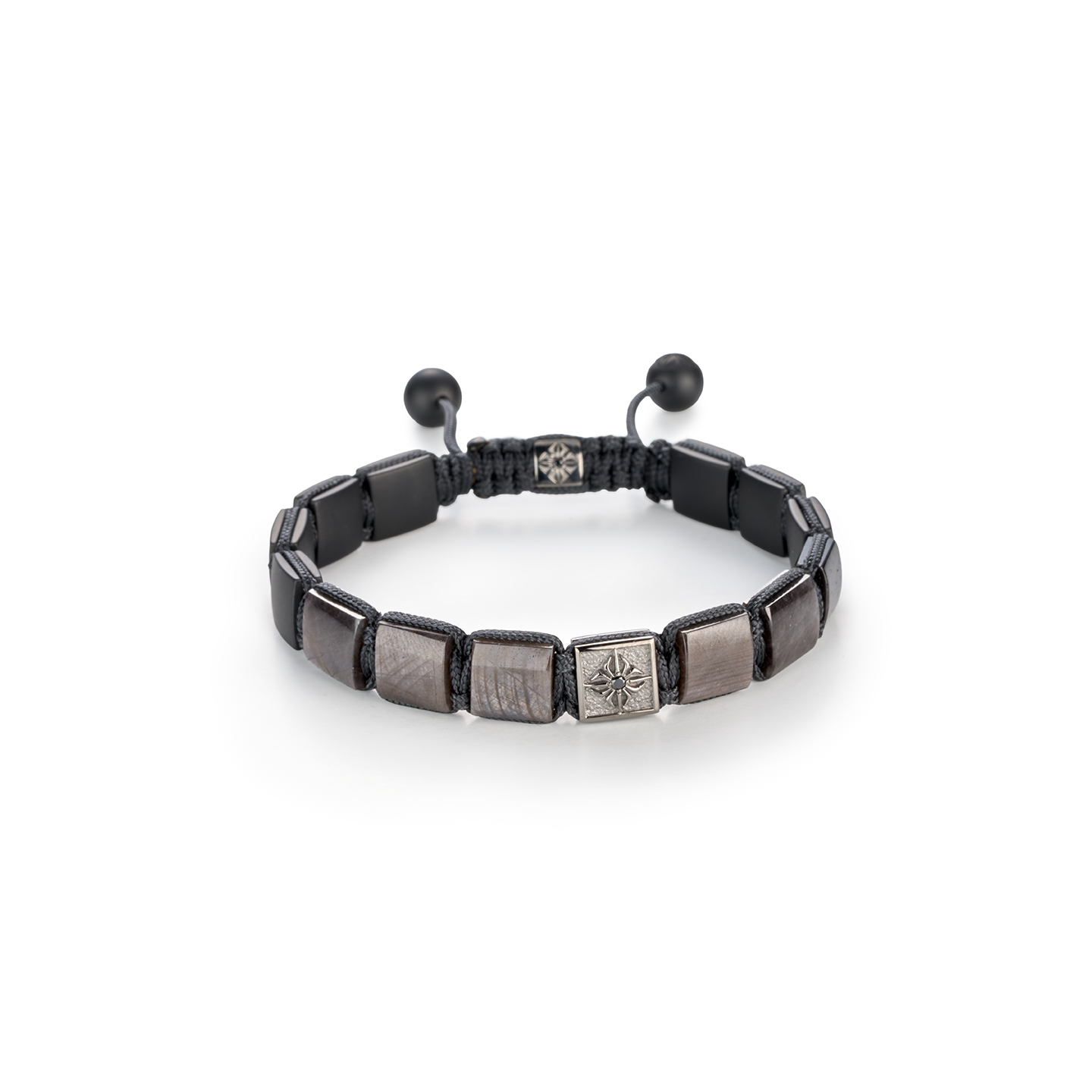 Shamballa Jewels 10mm Grey Sapphire and Ceramic Lock Bracelet