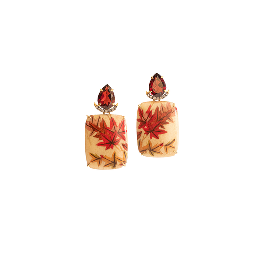 Silvia Furmanovich Japanese Maple Marquetry Garnet Earrings