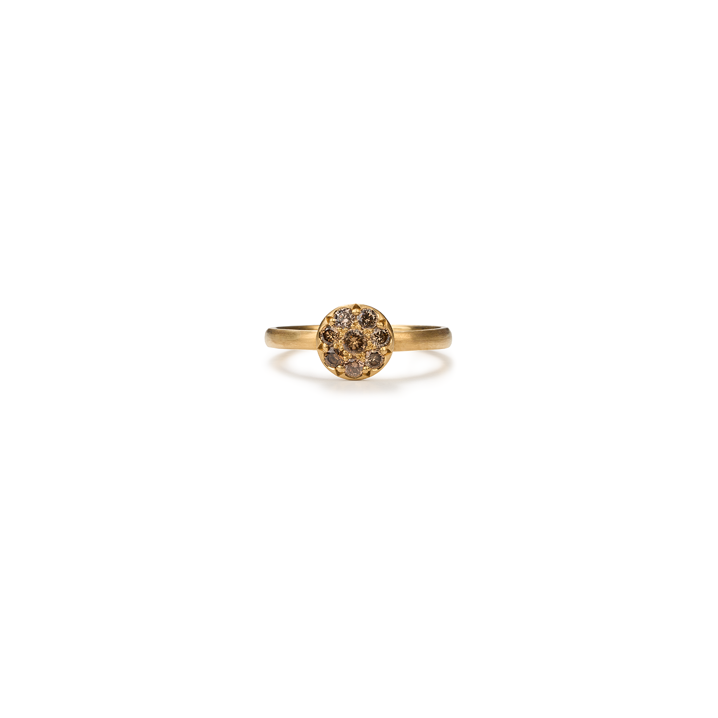 Caroline Ellen Mini Pave Cognac Diamond Lentil Ring
