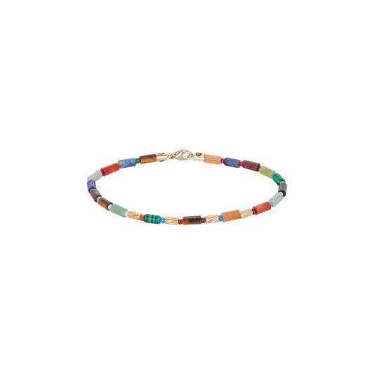 Luis Morais Mini Drill Bits on a Gemstone and Glass Beaded Bracelet