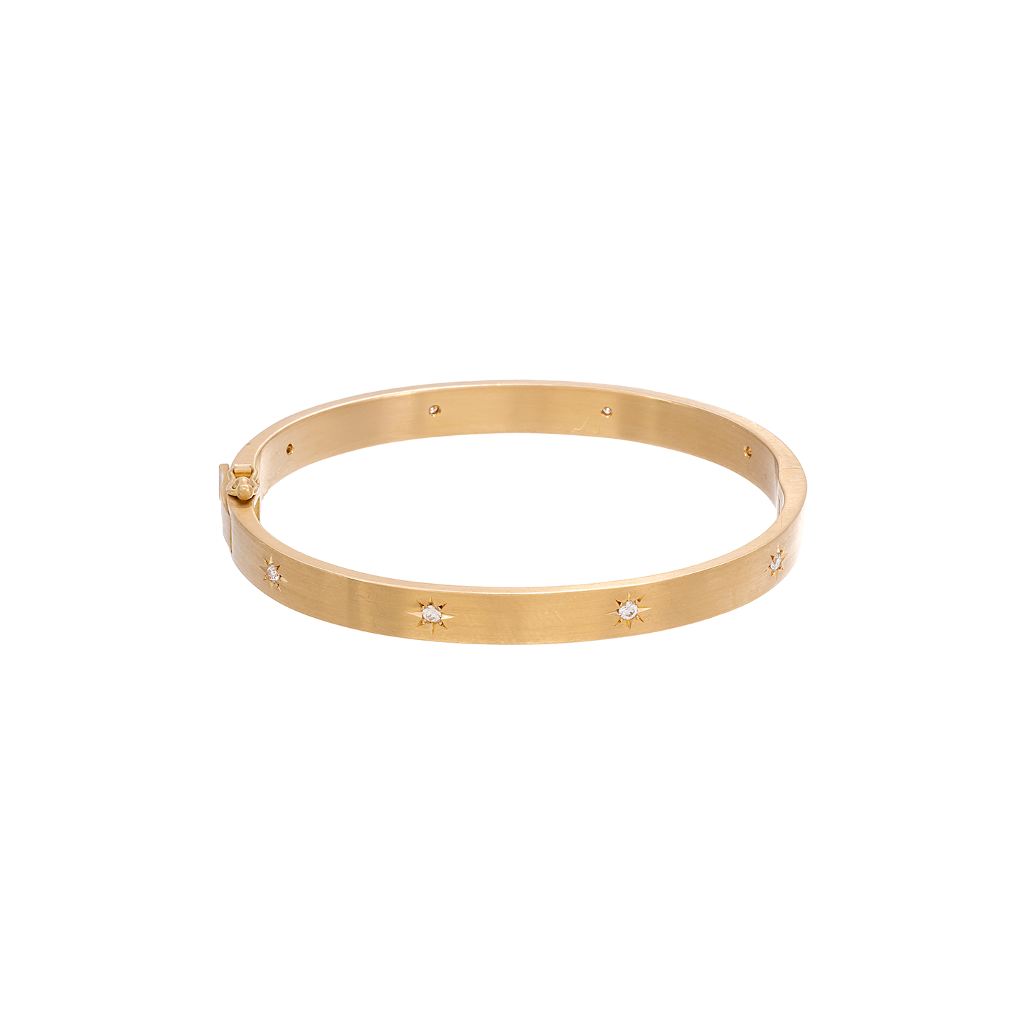 Caroline Ellen Flat Gold Bangle with Star Set Diamonds