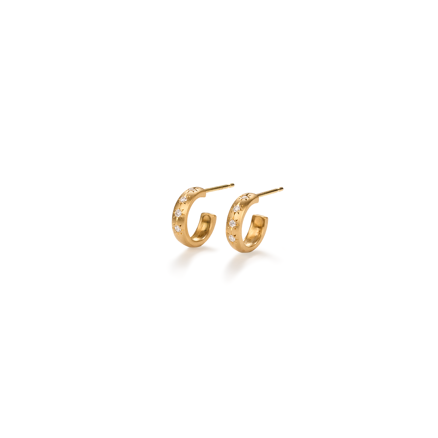 Caroline Ellen Semi-Rounded Hoops with Star Set Diamonds