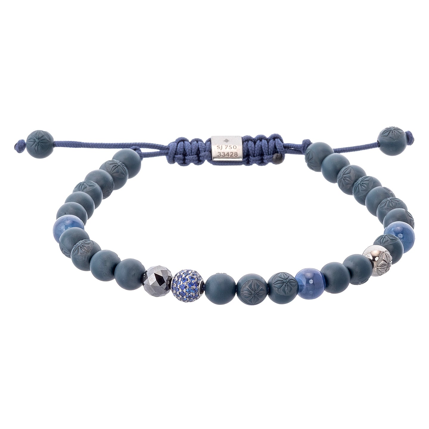 Shamballa Jewels 6mm Ceramic and Blue Sapphire Non-Braided Bracelet
