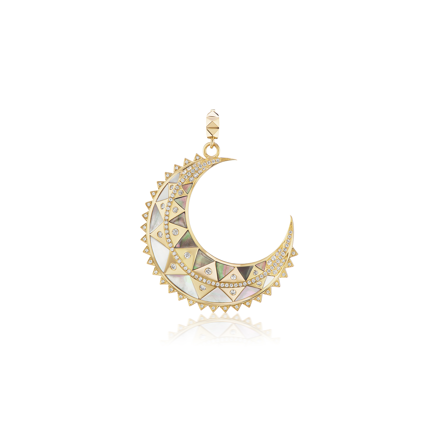 Harwell Godfrey Major Moon Crescent Mother-of-Pearl Inlay Pendant