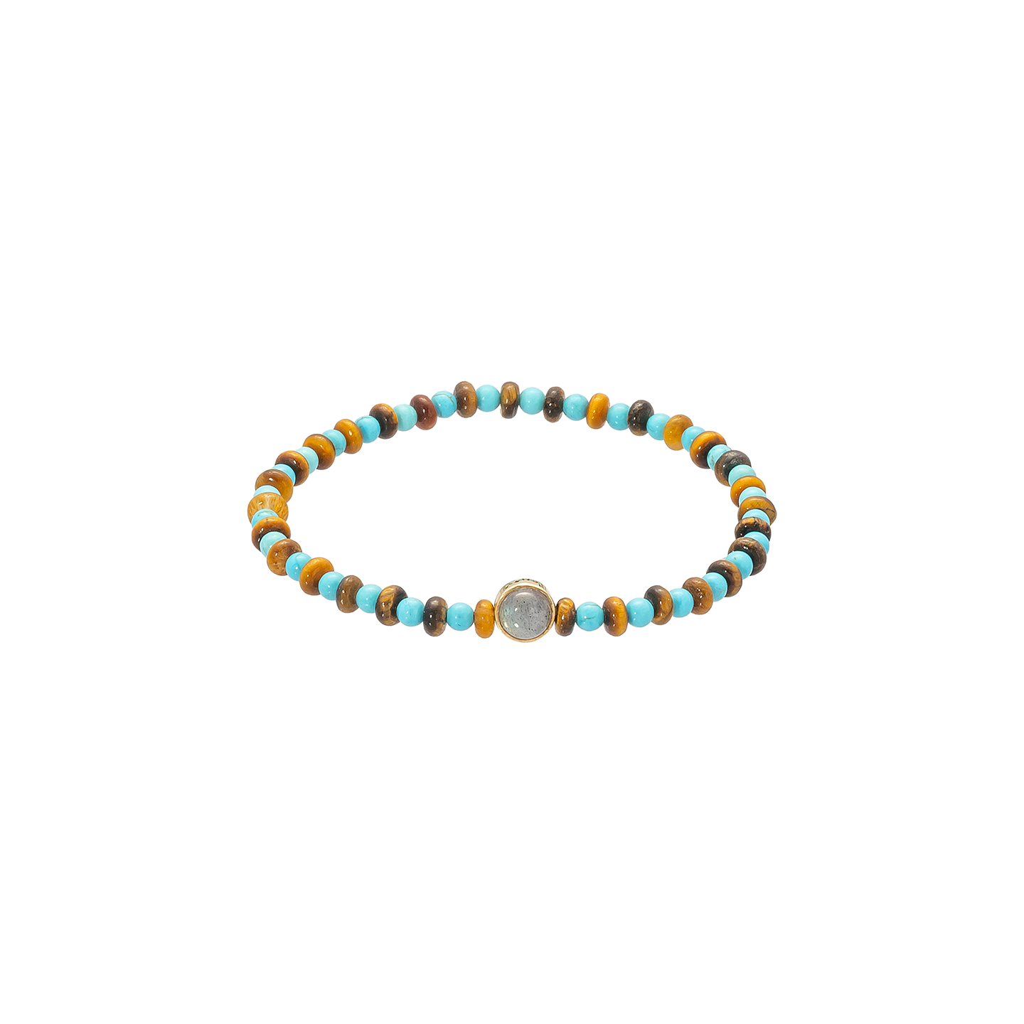 Luis Morais Gold Cabochon Dual Sided Collar on Gemstone Beaded Bracelet