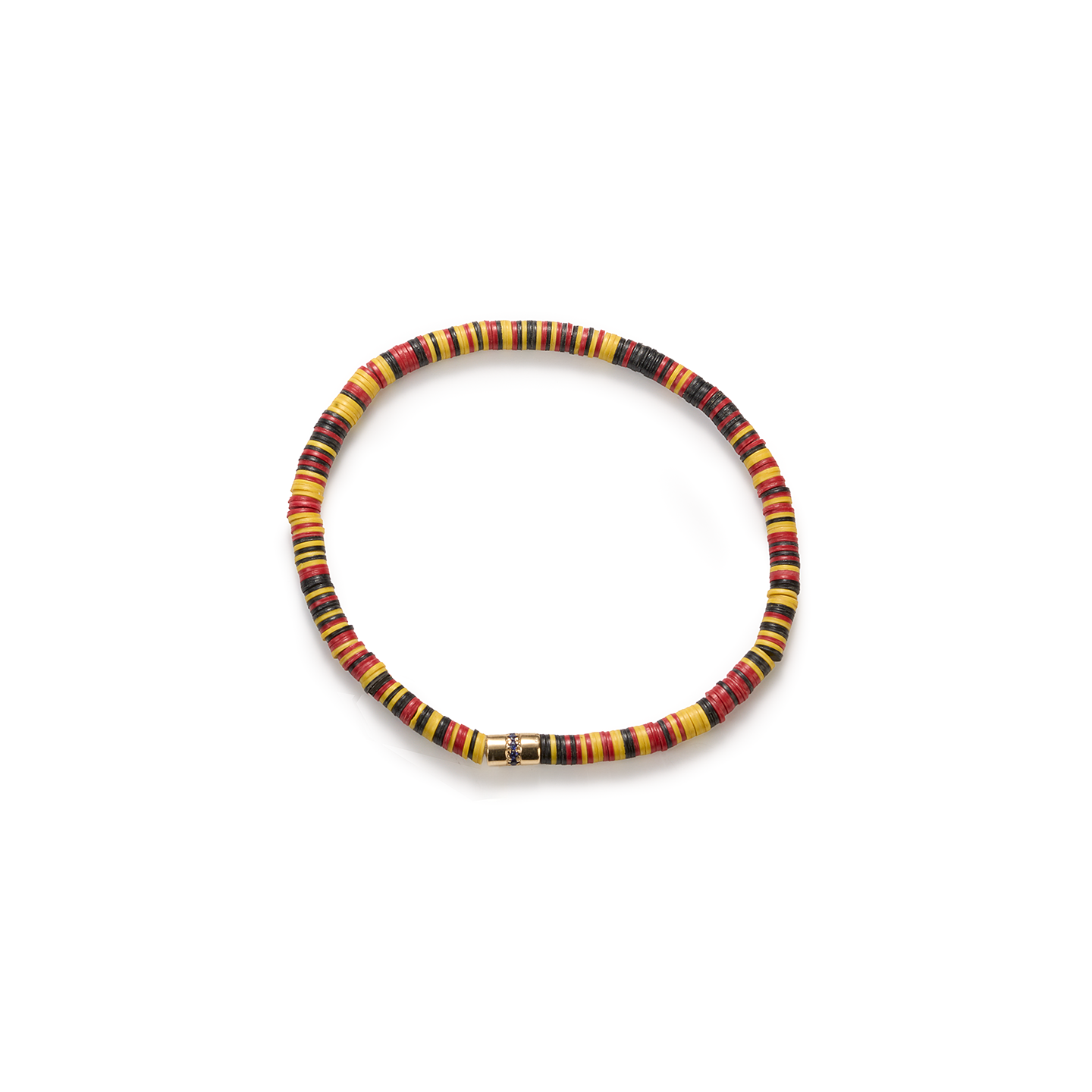 Luis Morais Blue Sapphire Long Roll Bead on Vinyl Beaded Bracelet