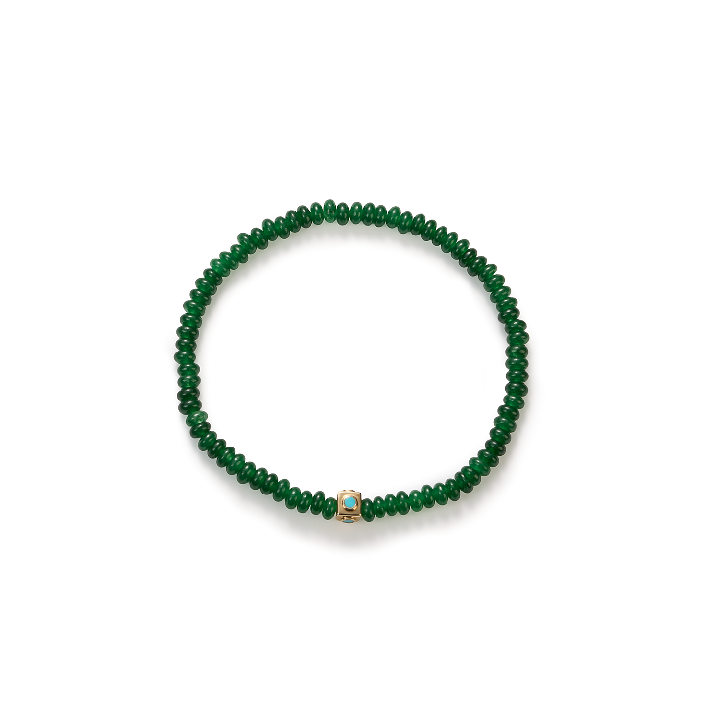 Luis Morais Small Gold Lego Cube on Gemstone Beaded Bracelet