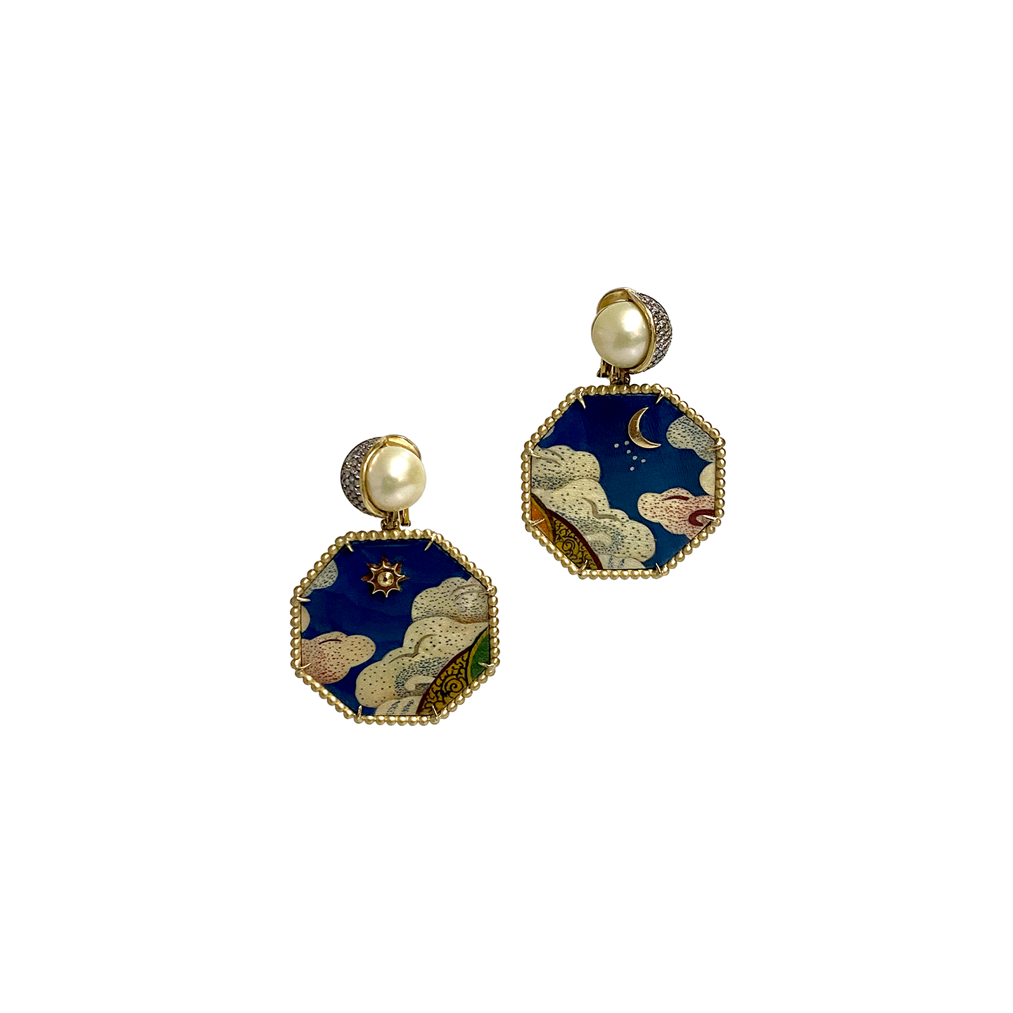 Silvia Furmanovich 'Marquetry' Tibetan Sky Pearl Button Earrings