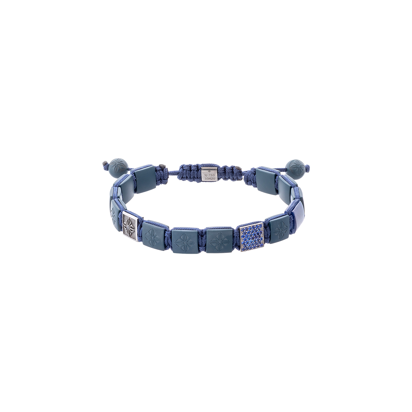 Shamballa Jewels 10mm Ceramic and Blue Sapphire Lock Bracelet