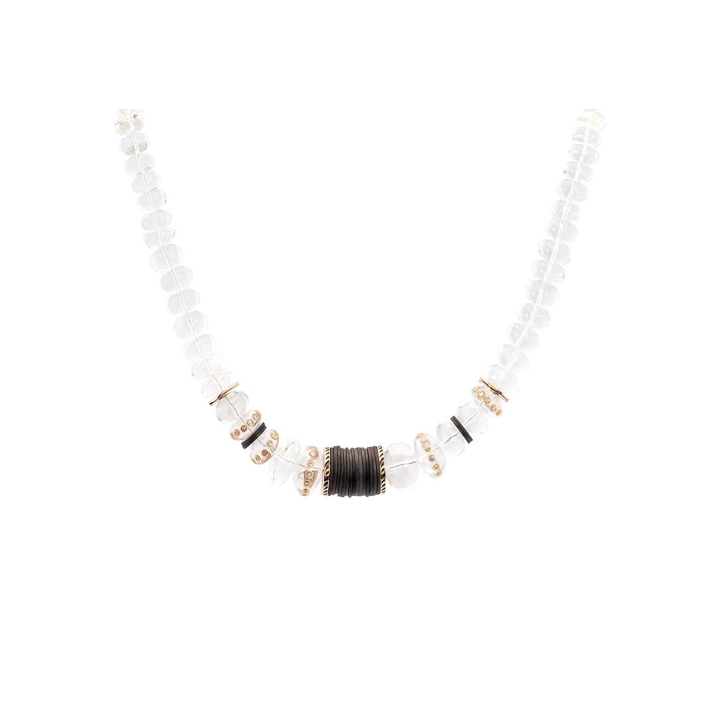 Dezso 15mm Crystal Quartz Puka Necklace