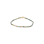 Luis Morais Four Sided Mini Tetras with Ruby on an Indian Agate Tube Beaded Bracelet